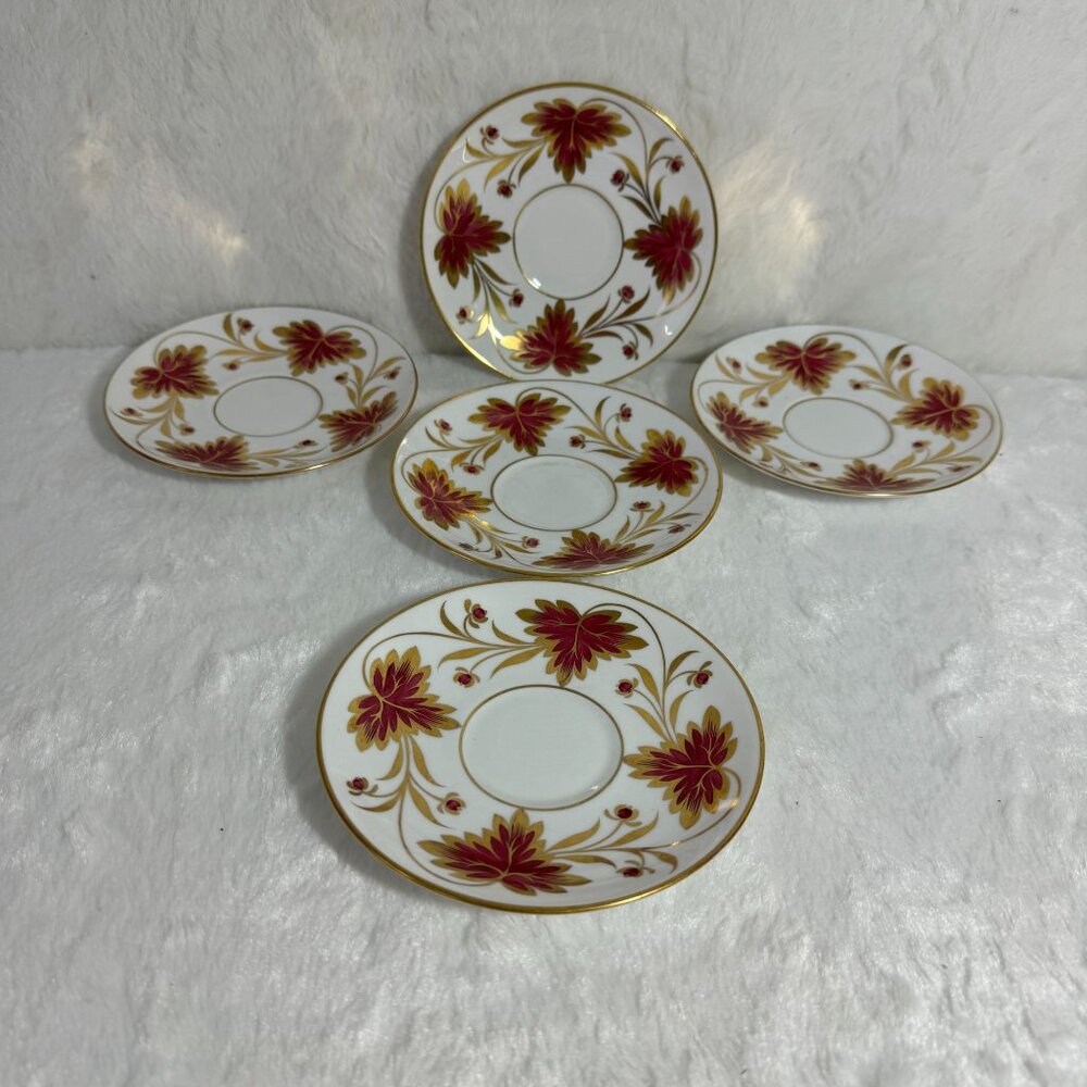 Grosvenor Fine Bone China "Culross" Saucer Set 5 Floral Saucer for Demitasse Cup - Picture 3 of 7
